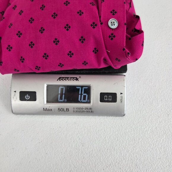 Talbots Womens Fuchsia Geometric Button Up Blouse Size 18W Wrinkle Resist Career - Picture 9 of 9